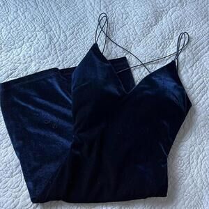 Velvet Cross Back Mini Dress Navy Blue